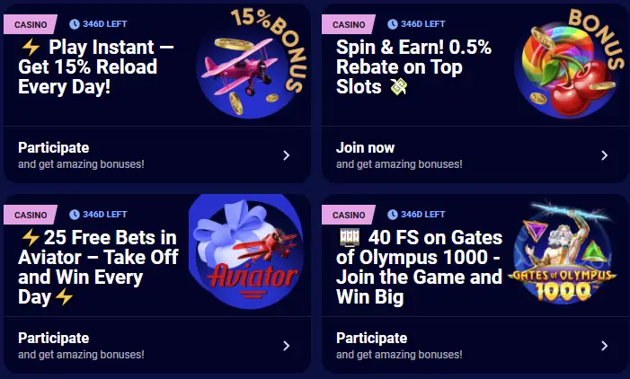Türkiye'deki Spinay Casino'da oyunculara yönelik promosyonlar ve bonuslar